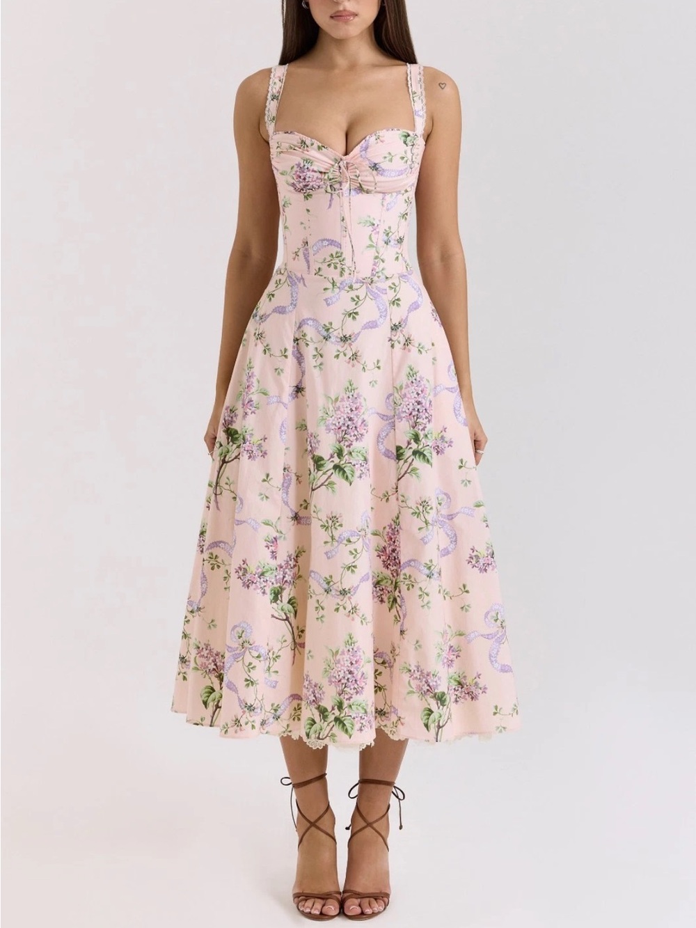 House of CB Rosalee pink floral print Midi Dress